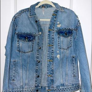 Free People Studded Jean Jacket